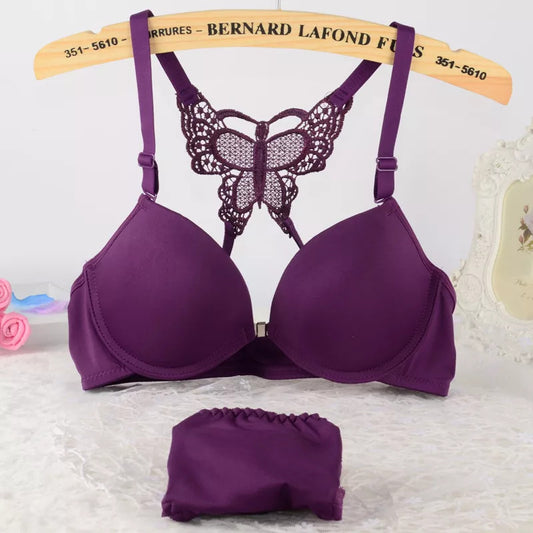 Women Lace Underwear Set Seamless Push Up Underwire Brassiere & Panty